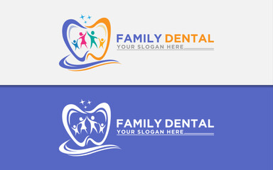 Family Logo Dental with Funny and Colorful Vibes Concept.