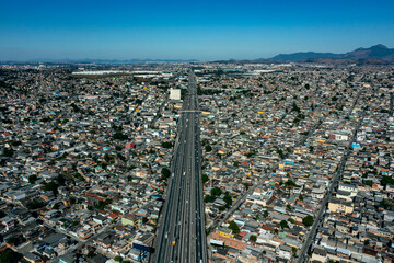 Huge highways in cities. Rio de Janeiro, Nova Iguaçu district, Brazil. Presidente Dutra Highway.