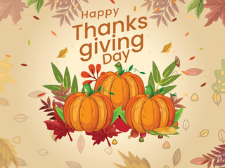 Thanksgiving background with dried leaves design template 15