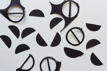 background with grungy paper shapes (cancellation marks)