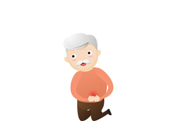 Old man stomachache concept.
