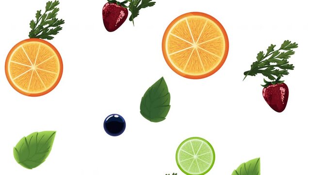 fresh citrus fruits pattern animation