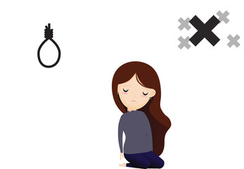 Depressed woman sitting on the floor. Signs, prevention and treatment of anxiety.