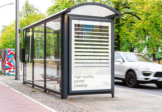 Bus Stop Outdoor Advertisement Poster Mockup