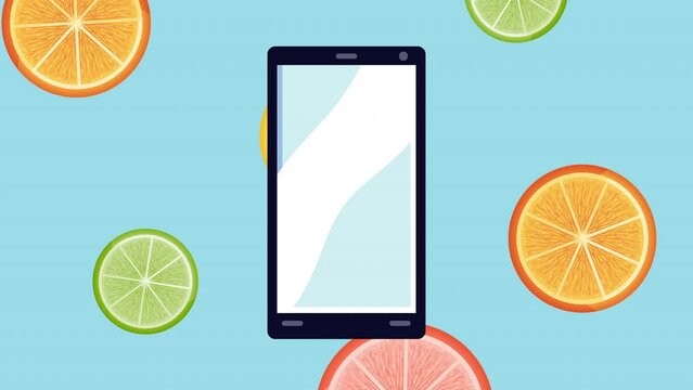fresh citrus fruits pattern animation