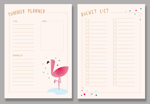 Planner with Flamingo Illustration
