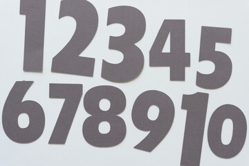 numbers one to ten isolated on blank paper