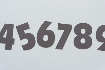 four, five, six, seven, eight, nine isolated on blank paper