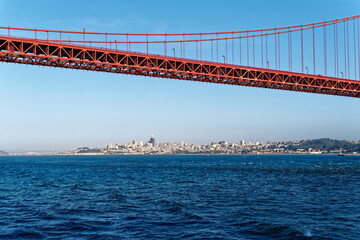 View of San Francisco beyond the Golden Gate Bridge in San Francisco
