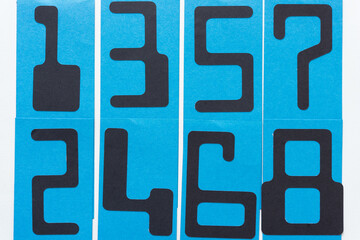 MICR font numbers 1 to 7 and 2 to 8