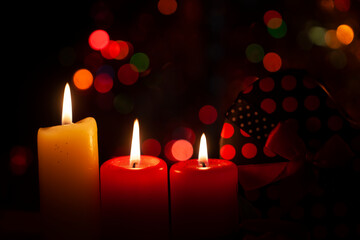 Candles and gift wrap, christmas.