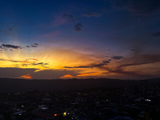 sunset over the city