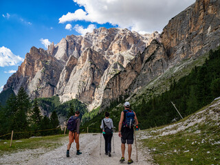 Trekking scene in the dolomites