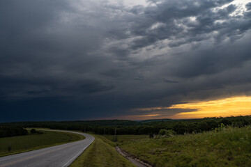 Stormy sky over the backroad