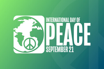 International Day of Peace. September 21. Holiday concept. Template for background, banner, card, poster with text inscription. Vector EPS10 illustration.