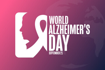 World Alzheimer's Day. September 21. Holiday concept. Template for background, banner, card, poster with text inscription. Vector EPS10 illustration.