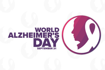 World Alzheimer's Day. September 21. Holiday concept. Template for background, banner, card, poster with text inscription. Vector EPS10 illustration. - obrazy, fototapety, plakaty