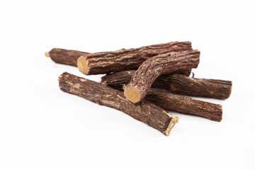 Liquorice root isolated on white background