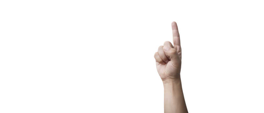 hand pointing finger on a PNG transparent background easy to modify - concept of idea or pointing at something