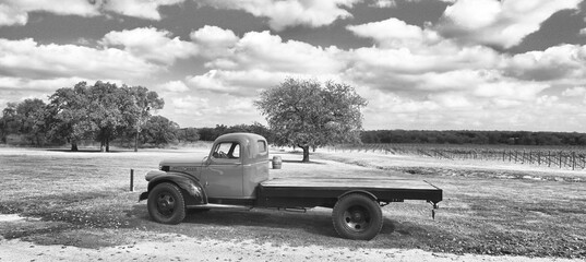  Farm Truck in black and white.