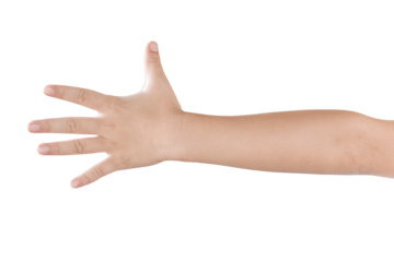 Child hand gesture Isolated on transparent background - PNG format.
