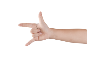 Child hand gesture Isolated on transparent background - PNG format.