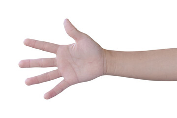 Child hand gesture Isolated on transparent background - PNG format.