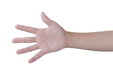 Child hand gesture Isolated on transparent background - PNG format.