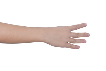 Child hand gesture Isolated on transparent background - PNG format.