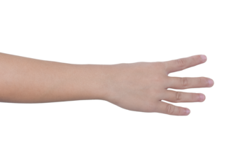 Child hand gesture Isolated on transparent background - PNG format.