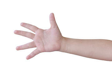 Child hand gesture Isolated on transparent background - PNG format.