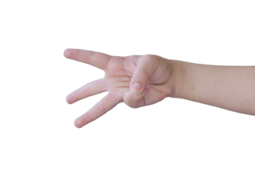 Child hand gesture Isolated on transparent background - PNG format.