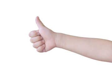 Child hand gesture Isolated on transparent background - PNG format.