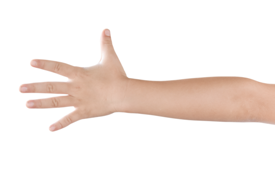 Child hand gesture Isolated on transparent background - PNG format.