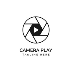 Play Lens Camera Logo Design Vector Illustration