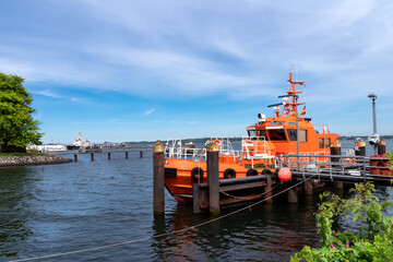 Pilot boat in Kiel-Holtenau, Germany. Lotsenversetzboot,Lotse