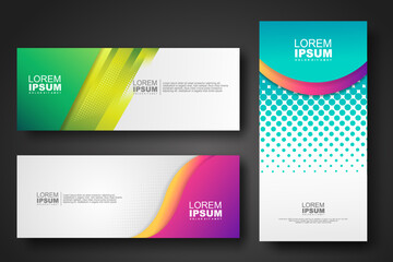 Banner set design template in trendy vibrant gradient colors with abstract fluid shapes