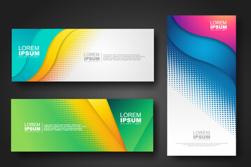 Fototapeta premium Banner set design template in trendy dynamic gradient colors