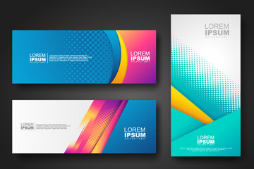 Banner set design template in trendy dynamic gradient colors