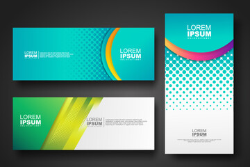 Banner set design template in trendy dynamic gradient colors