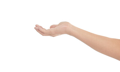 Man hand isolated on transparent background - PNG format.