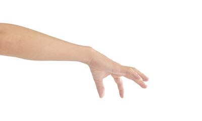 Man hand isolated on transparent background - PNG format.