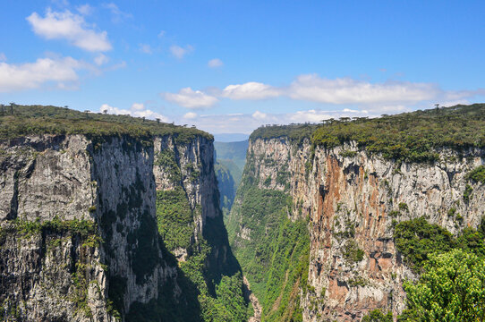 View of Itaimbezinho Canyon in a beautiful sunny day. Cambara do Sul, Rio Grande do Sul, Brazil
