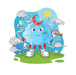 Obraz premium foam samurai cartoon. cartoon mascot vector