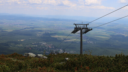 Fototapeta premium Lower stage of Gondola to the Lomnicky Stit