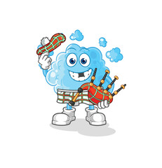 foam scottish with bagpipes vector. cartoon character