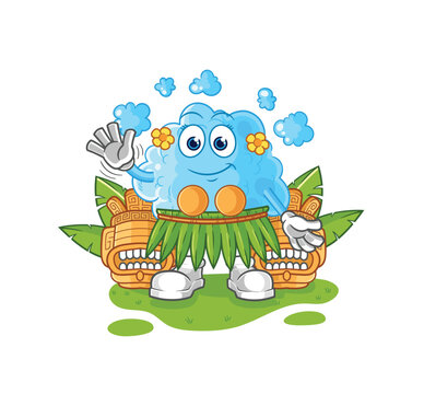 foam hawaiian waving character. cartoon mascot vector