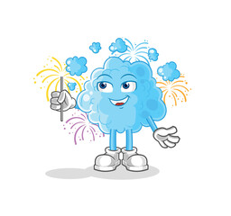 foam with fireworks mascot. cartoon vector