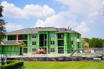 an apartment house construction site	