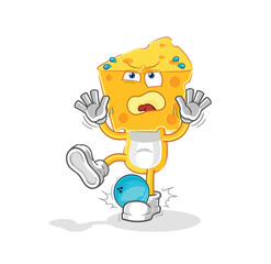 Naklejka premium cheese head hiten by bowling cartoon. cartoon mascot vector